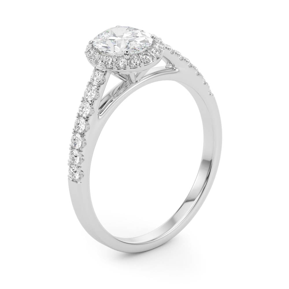 Oval Cut Halo French-Set Engagement Ring