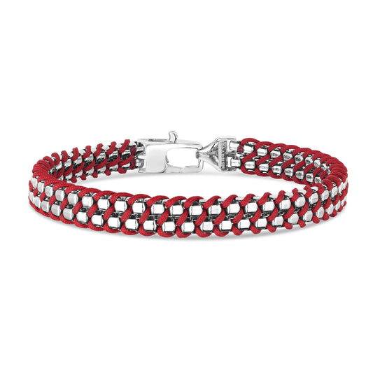 Sterling Silver Men's Red Cord Bracelet