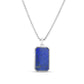 Men's Sterling Silver Lapis Tag Necklace