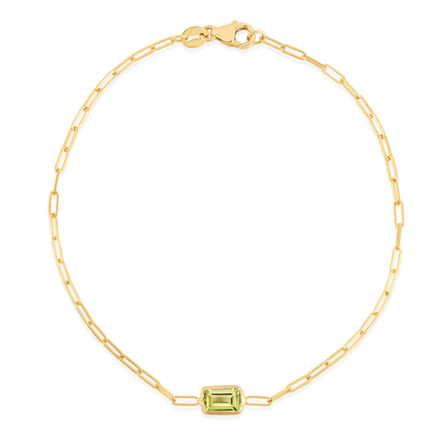 14K Yellow Gold PaperClip Bracelet with Choice of Gemstone
