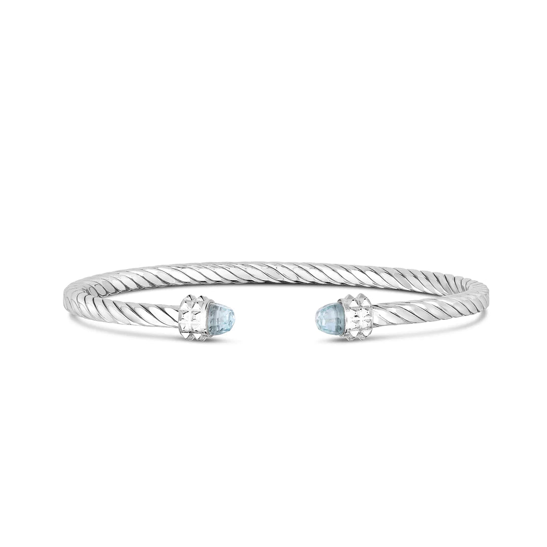 SQUARE CABLE SILVER STUDDED BANGLE