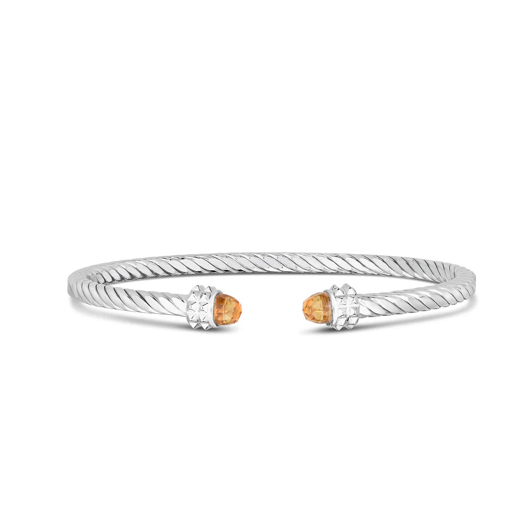 SQUARE CABLE SILVER STUDDED BANGLE
