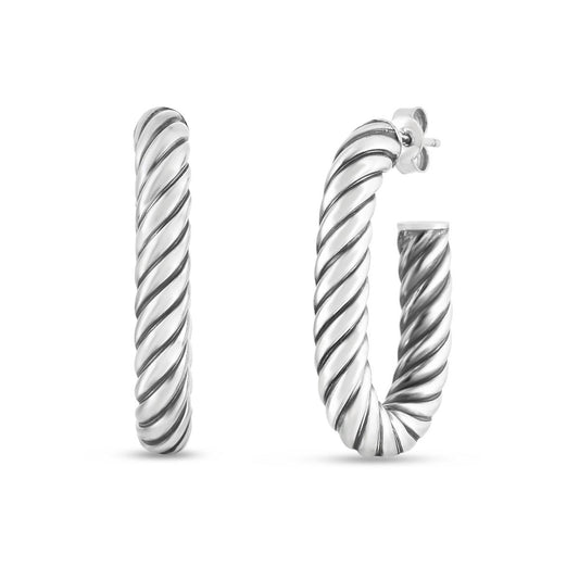 SILVER ITALIAN CABLE PAPERCLIP LINK EARRINGS