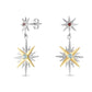 SILVER & 18K GOLD CONSTELLATION EARRINGS WITH GARNET AND BLUE TOPAZ